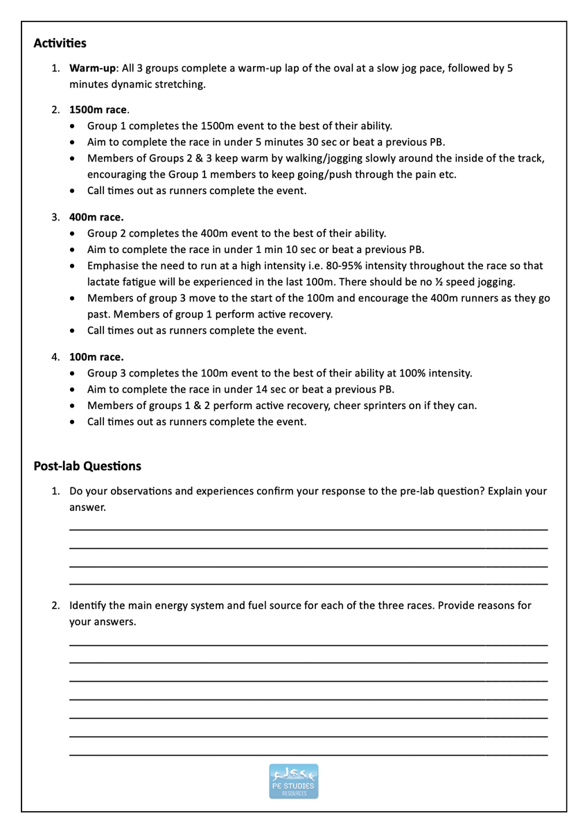 SEHS Theme A Lab Package (IB) – PE Studies Resources