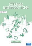 Exercise Physiology Bingo book cover with green illustrations on a light green background
