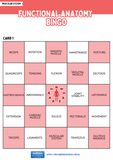 Functional Anatomy Bingo card with medical terms on a red and white background