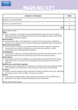 Marking key sheet for Question 1A with description and marks allocation on a purple background.