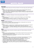 Notes page on social support, addiction, transport, and culture with a purple background.