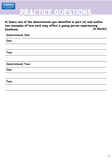 Practice questions sheet with text and lines for answers on a white background