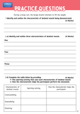 Educational worksheet with practice questions on skeletal muscles