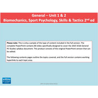 GENERAL Unit 1 & 2 - Biomechanics Sport Psychology Developing Skills & Tactics 2nd ed - Powerpoint