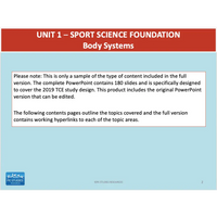 UNIT 1 SPORT SCIENCE FOUNDATION - Body Systems - Powerpoint