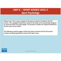 UNIT 4 SPORT SCIENCE LEVEL 3 - Sport Psychology - Powerpoint