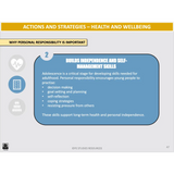Educational slide about personal responsibility and independence skills in health and wellbeing.