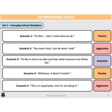 Sheet titled 'Interpersonal Skills' with scenarios