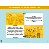 Slide on interpersonal skills with leadership styles examples involving community and sports coaching.